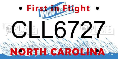 CLL6727 North Carolina License Plate
