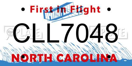 CLL7048 North Carolina License Plate
