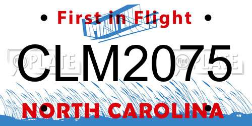 CLM2075 North Carolina License Plate