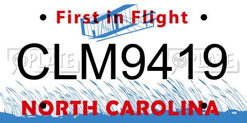 CLM9419 North Carolina License Plate