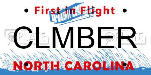 CLMBER North Carolina License Plate