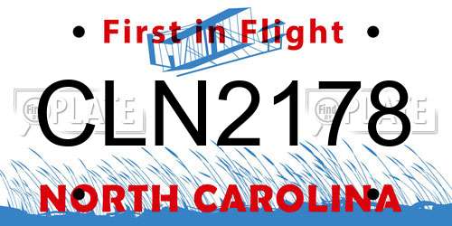 CLN2178 North Carolina License Plate
