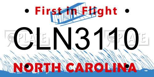 CLN3110 North Carolina License Plate