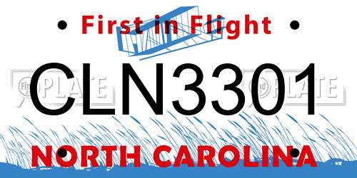 CLN3301 North Carolina License Plate