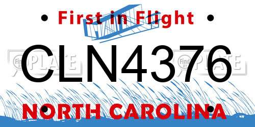 CLN4376 North Carolina License Plate