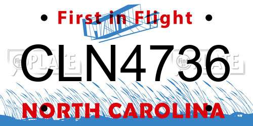 CLN4736 North Carolina License Plate