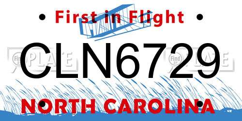 CLN6729 North Carolina License Plate