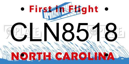 CLN8518 North Carolina License Plate