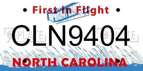 CLN9404 North Carolina License Plate