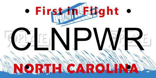 CLNPWR North Carolina License Plate