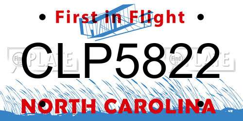 CLP5822 North Carolina License Plate
