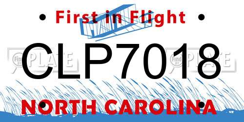 CLP7018 North Carolina License Plate