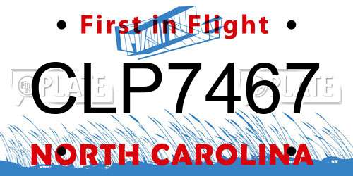 CLP7467 North Carolina License Plate