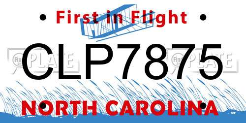 CLP7875 North Carolina License Plate