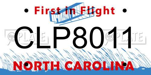 CLP8011 North Carolina License Plate