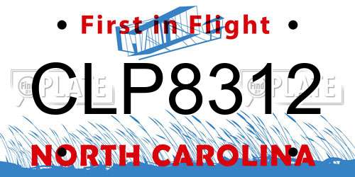 CLP8312 North Carolina License Plate