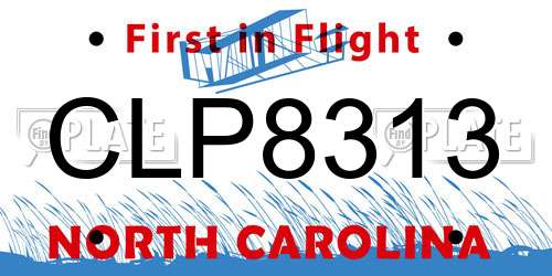 CLP8313 North Carolina License Plate