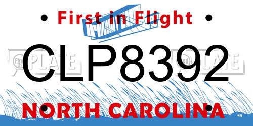 CLP8392 North Carolina License Plate