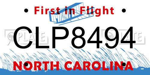 CLP8494 North Carolina License Plate