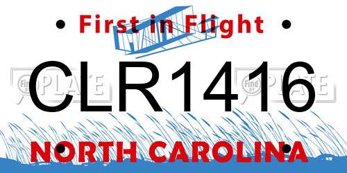 CLR1416 North Carolina License Plate