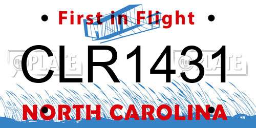 CLR1431 North Carolina License Plate