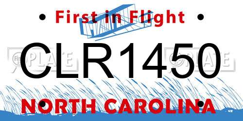 CLR1450 North Carolina License Plate