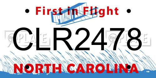 CLR2478 North Carolina License Plate
