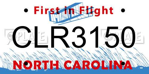 CLR3150 North Carolina License Plate