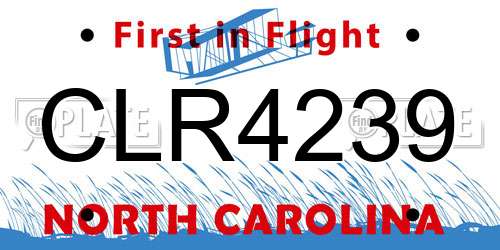CLR4239 North Carolina License Plate