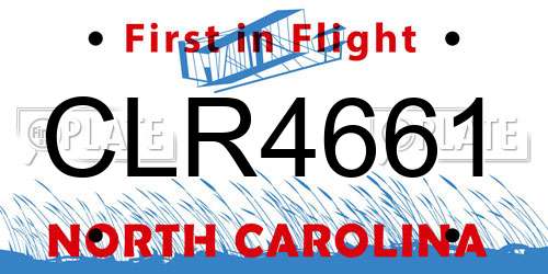CLR4661 North Carolina License Plate
