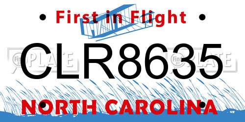 CLR8635 North Carolina License Plate