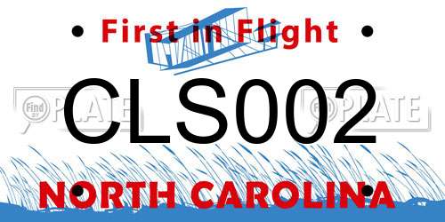 CLS002 North Carolina License Plate