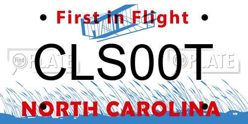 CLS00T North Carolina License Plate