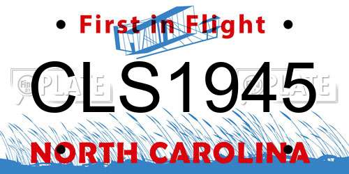 CLS1945 North Carolina License Plate