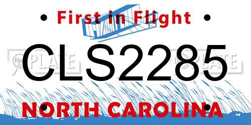 CLS2285 North Carolina License Plate