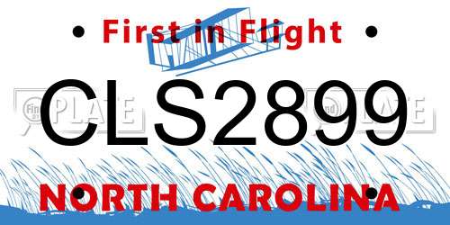 CLS2899 North Carolina License Plate