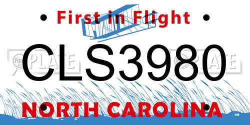 CLS3980 North Carolina License Plate