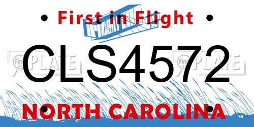 CLS4572 North Carolina License Plate