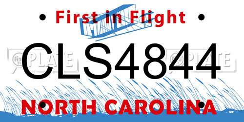 CLS4844 North Carolina License Plate