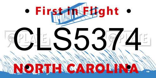 CLS5374 North Carolina License Plate