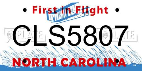 CLS5807 North Carolina License Plate