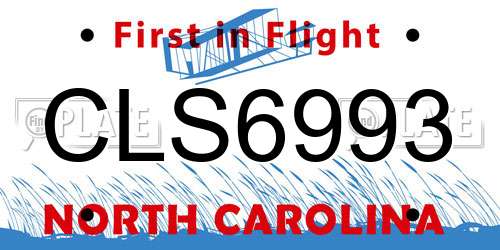 CLS6993 North Carolina License Plate