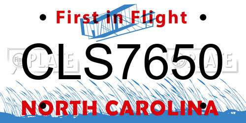 CLS7650 North Carolina License Plate