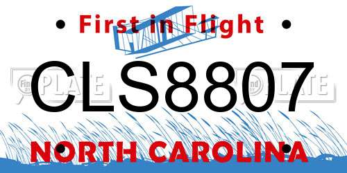 CLS8807 North Carolina License Plate