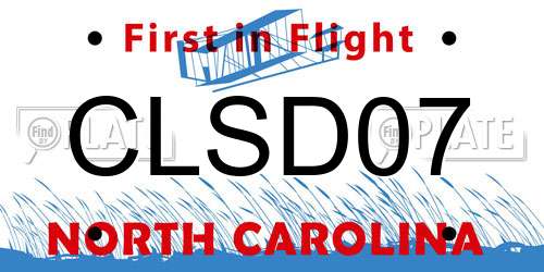 CLSD07 North Carolina License Plate