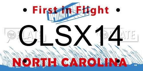 CLSX14 North Carolina License Plate