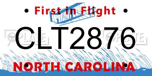 CLT2876 North Carolina License Plate