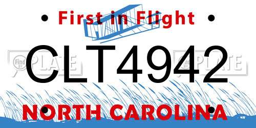 CLT4942 North Carolina License Plate