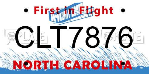CLT7876 North Carolina License Plate