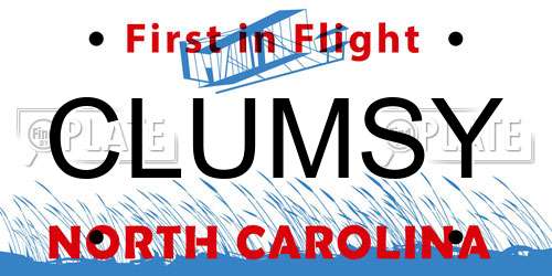 CLUMSY North Carolina License Plate